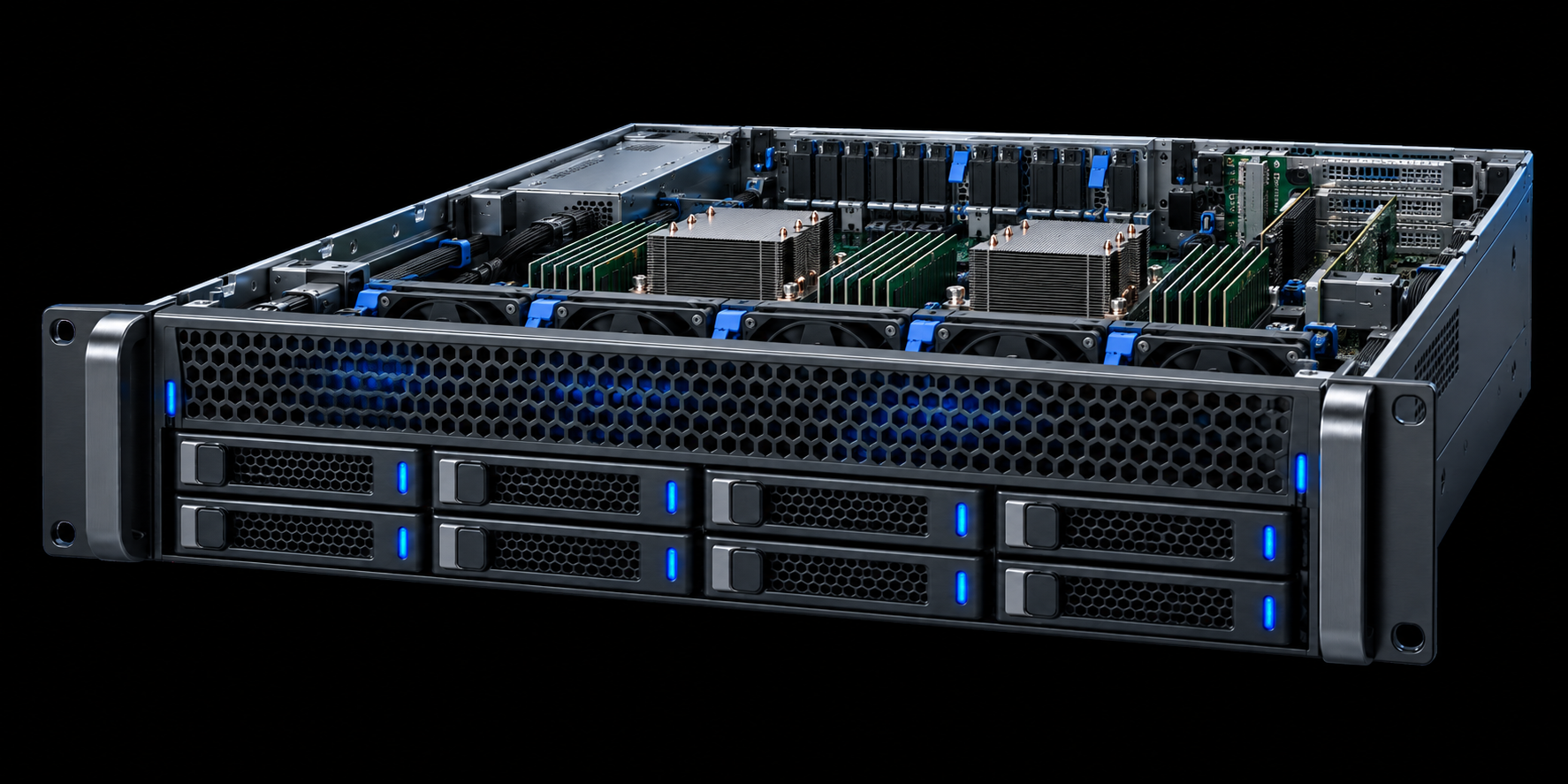 Open enterprise server showing internal components